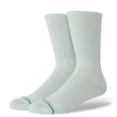 Stance Icon Pale Blue – lichtblauwe crew sokken met geborduurd Stance-logo, medium cushioning en versterkte hiel en teen