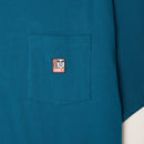 Obey Point Organisch pocket T-shirt Deep Ocean voorkant close-up