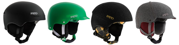 Red snowboard helmets