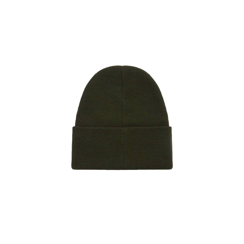 Obey Icon Eyes Beanie Kombu Green – groene gebreide muts met Obey Eyes-logo patch op de omslag