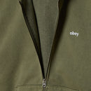 Obey Lowercase Pigment Zip Hood – katoenen pigment-dyed zip hoodie met geborduurd lowercase Obey-logo