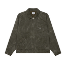 Obey Workman Zip Jacket Black Olive Wrinkle Wash – heavy denim workwear jas met ritssluiting en verstelbare tailleband