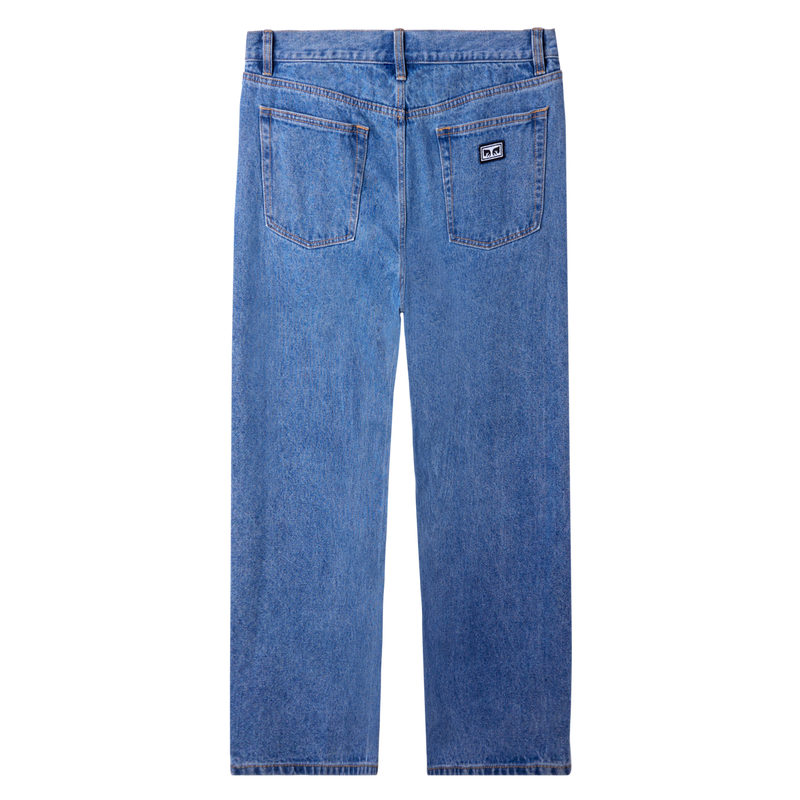Obey Hardwork Denim Pants Light Indigo – straight leg jeans van 100% katoen in lichte blauwe denim