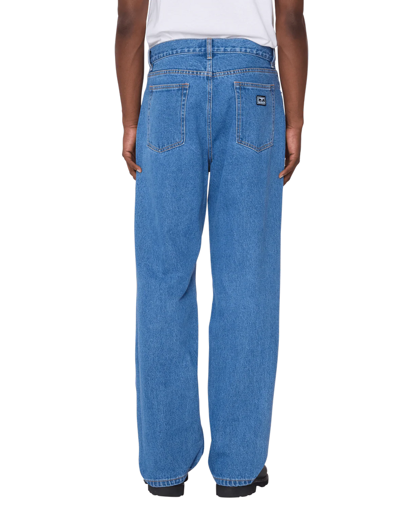 Obey Hardwork Denim Pants Light Indigo – straight leg jeans van 100% katoen in lichte blauwe denim