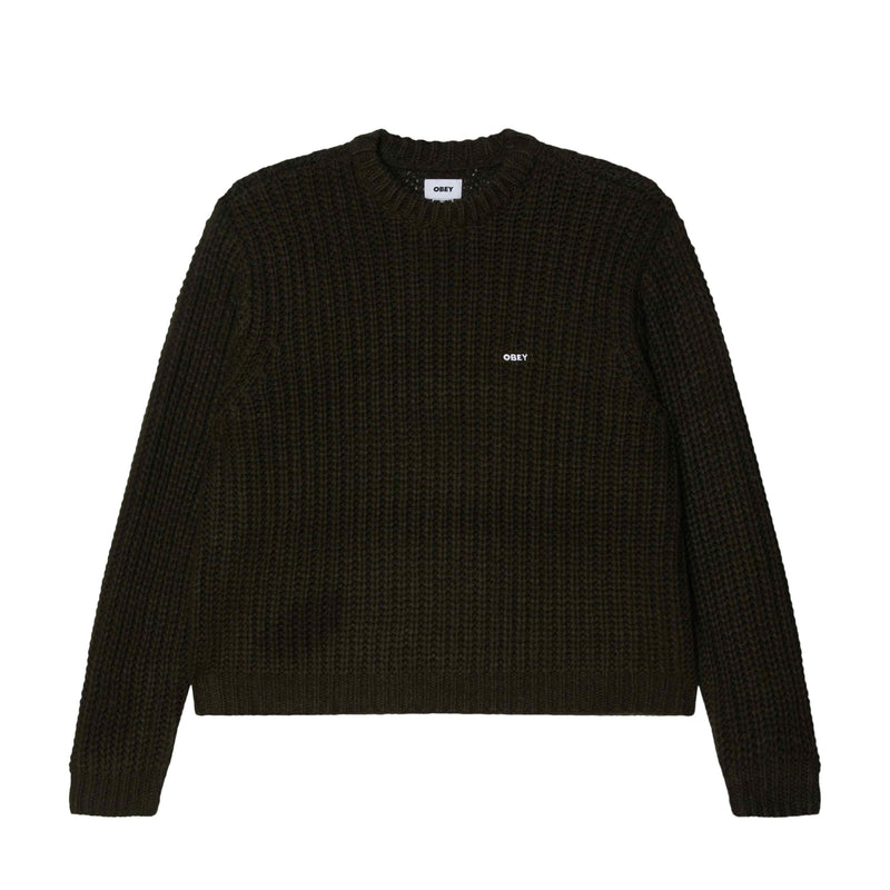 Obey Bold Chunky Sweater – chunky knit trui van katoenmix met Bold Obey-logo