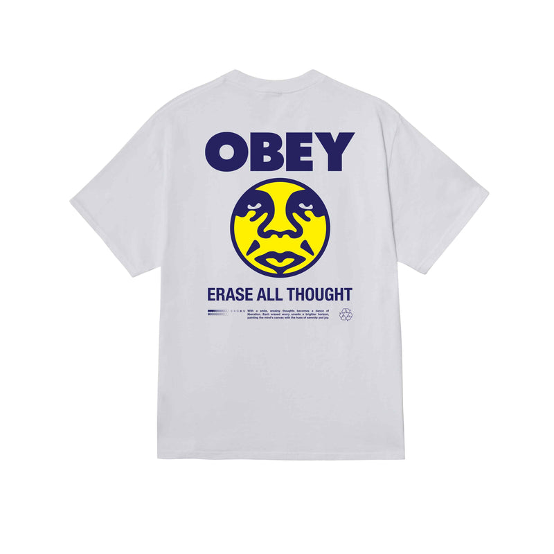 Obey Erase All Thought White Classic Tee – wit katoenen T-shirt met Erase All Thought graphic op borst en rug