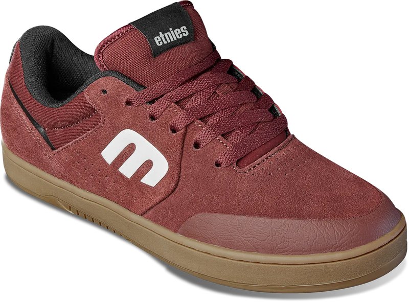 Etnies Marana Michelin Maroon Black White – maroon suède skateschoen met zwarte details, witte middenzool en Michelin rubberzool