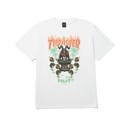 HUF x Thrasher Goat Luau SS Tee – wit T-shirt van 100% katoen met tropische Goat Luau-graphic en Thrasher-vlamlogo