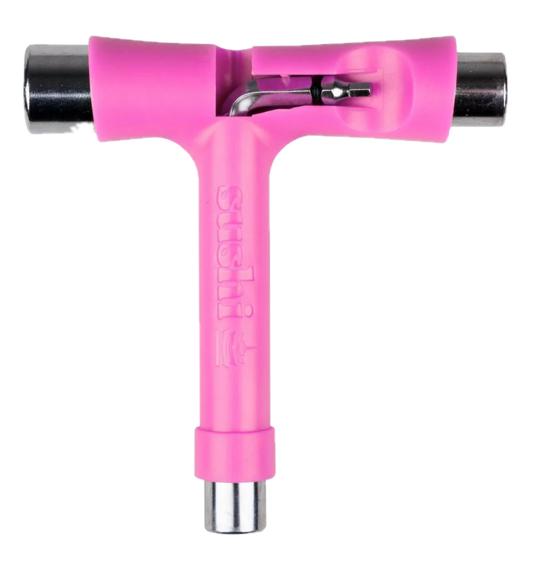 Sushi Skate Ninja T Tool Pink – roze alles-in-één skateboardtool met drie dopmaten en uitneembare inbus/kruiskop