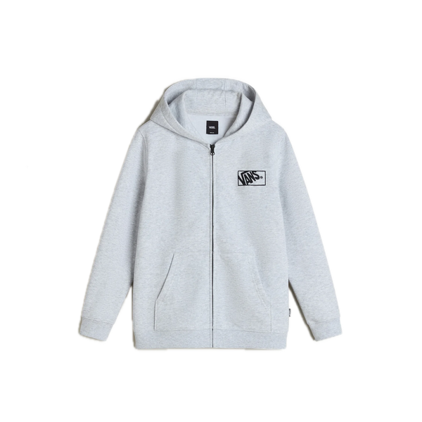 Vans Blocked Box Full Zip Hoodie Light Grey Heather – lichtgrijze hoodie met ritssluiting, capuchon en Vans Box-logo