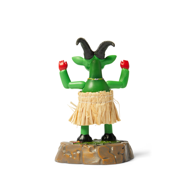 HUF x Thrasher Hula Goat – groene dansende geit met rieten rok op HUF THRASHER-basis, limited edition collab collectible