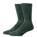 Stance Icon Dyed Crew Pine – crew sokken in groene tie-dye Pine kleur met medium cushioning en subtiele branding