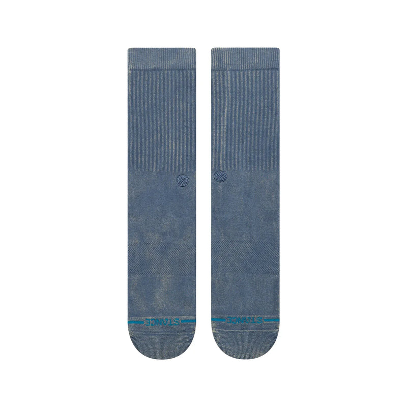 Stance Icon Dyed Crew Sea Blue – zeeblauwe crew sokken met hand-dyed look, medium cushioning en versterkte hiel en teen