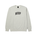 HUF Arch Appliqué Crewneck Heather Grey sweater met geborduurd HUF-logo