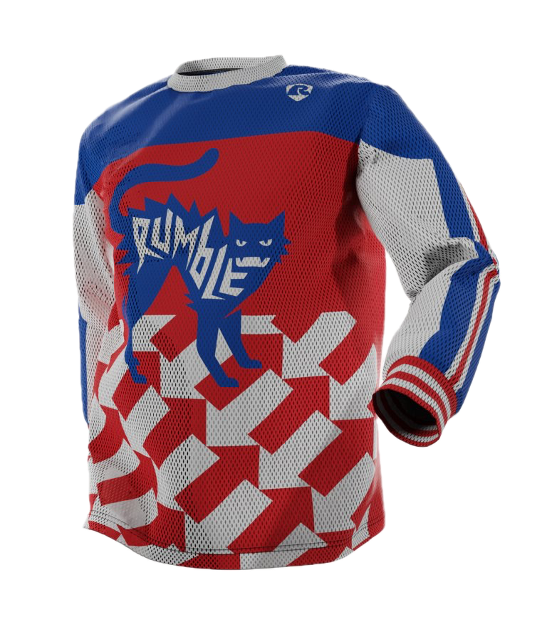 Rumble Speedshop Red Arrows Jersey rood moto-style jersey met pijl-design
