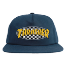 Thrasher Checkered Oval Snapback – zwarte snapback cap met geborduurd Thrasher Checkered Oval-logo en vlakke klep