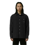 Former Merchandise Crux Flannel LS T-shirt Black – zwart geruit flanellen overhemd met lange mouwen en Former-branding