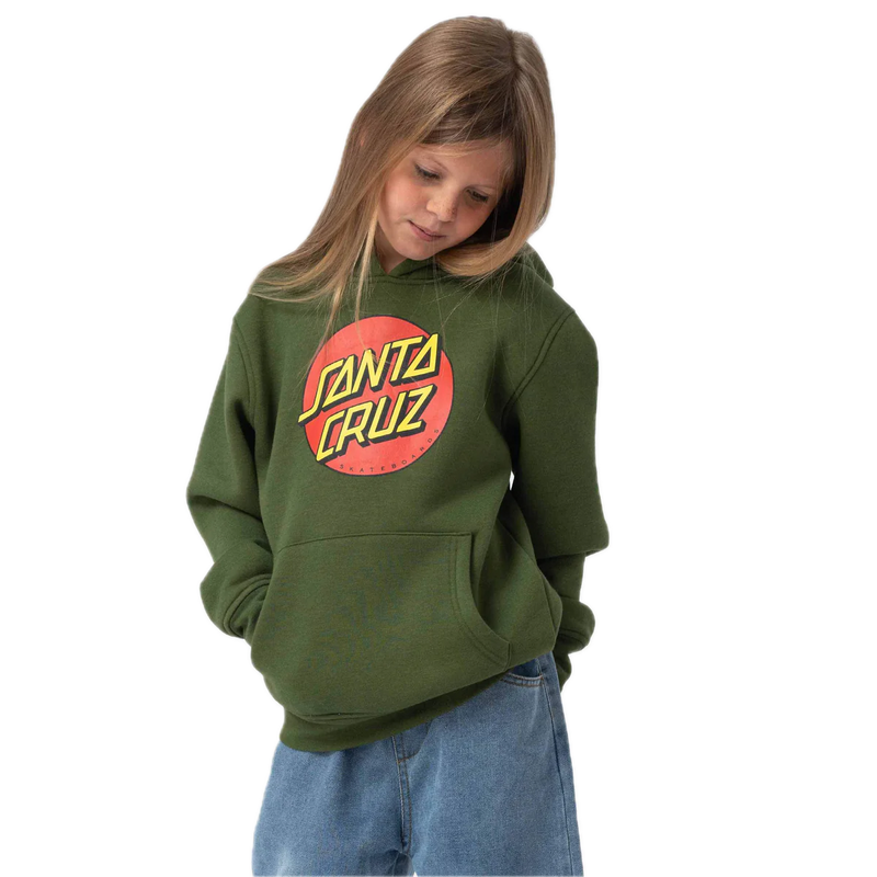 Santa Cruz Youth Classic Dot Hood Dark Moss midweight fleece hoodie.