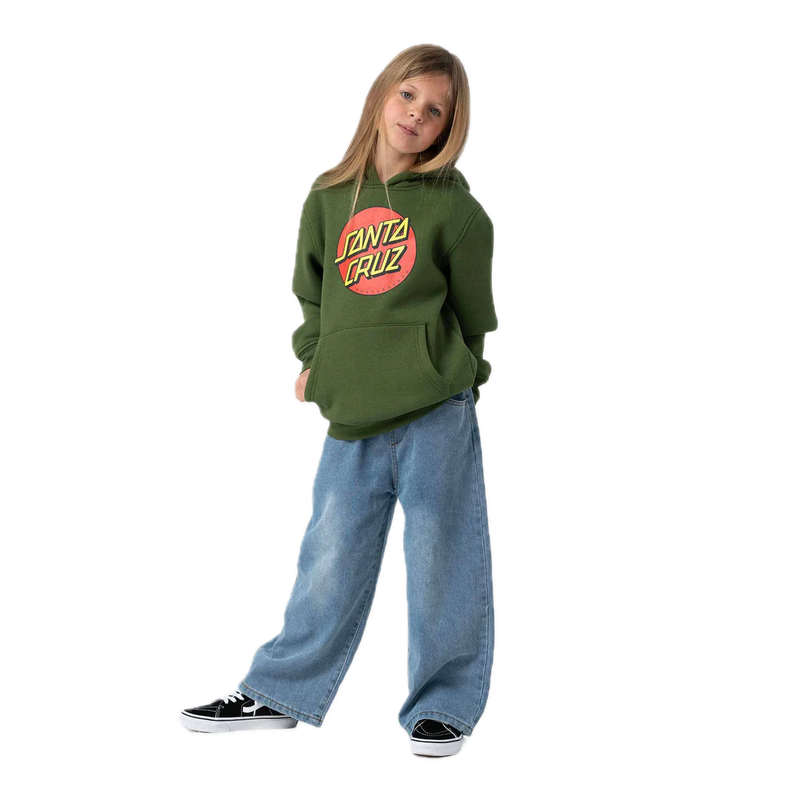 Santa Cruz Youth Classic Dot Hood Dark Moss midweight fleece hoodie.