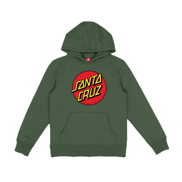 Santa Cruz Youth Classic Dot Hood Dark Moss midweight fleece hoodie.
