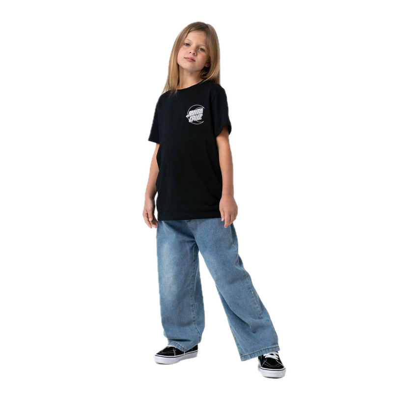 Santa Cruz Youth Imprint Moon Dot T-Shirt Black met Moon Dot-print op borst en rug