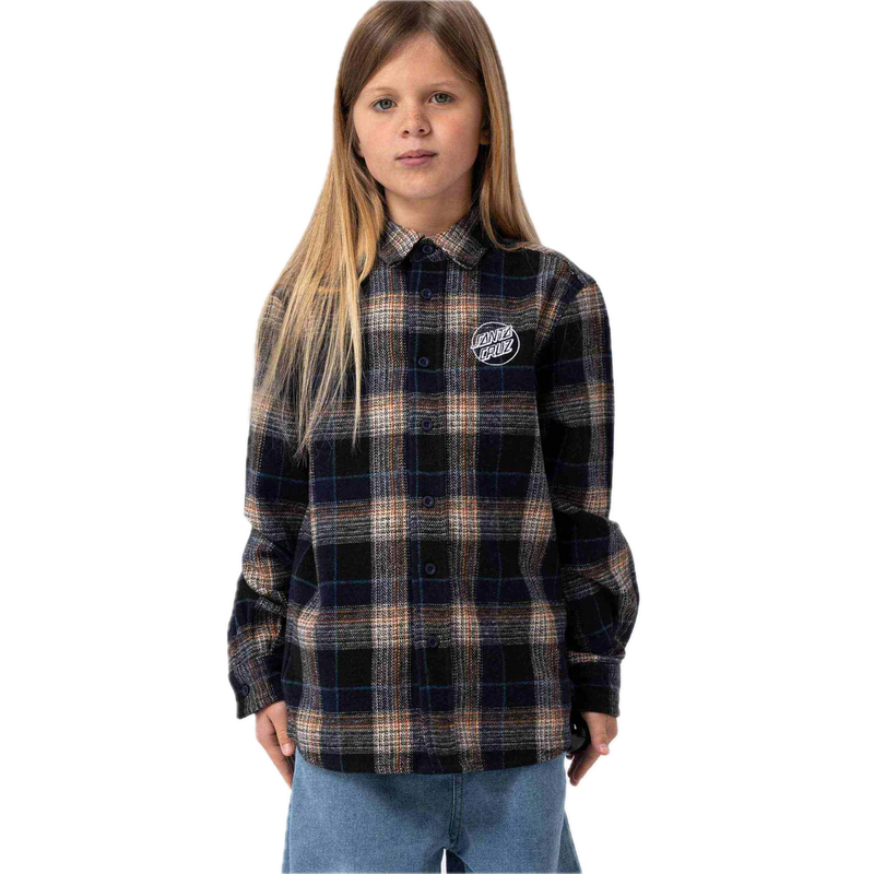 Santa Cruz Youth Chopper LS Shirt Navy Check kids flannel.