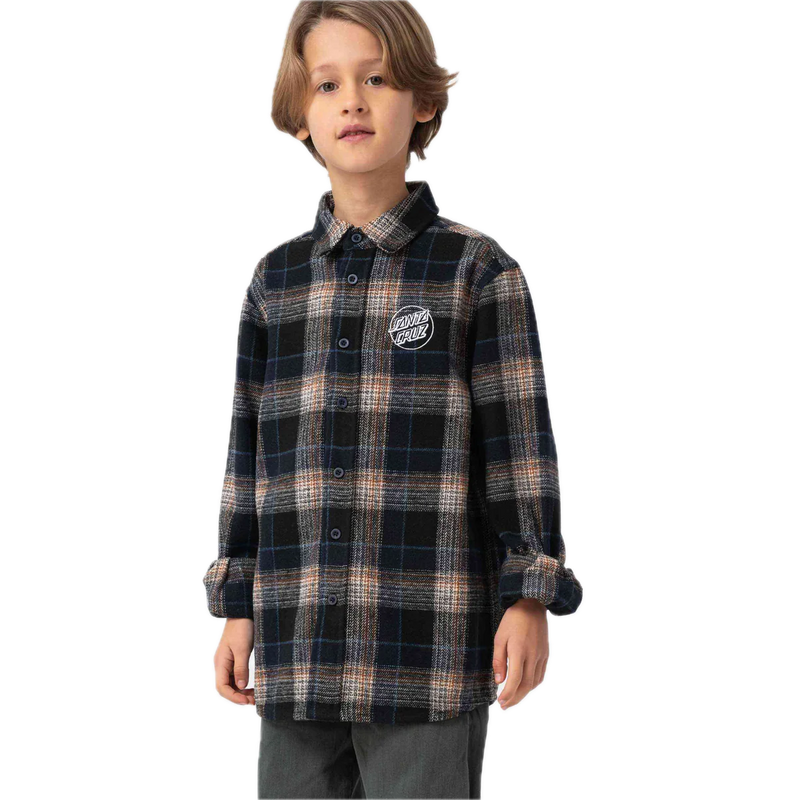 Santa Cruz Youth Chopper LS Shirt Navy Check kids flannel.