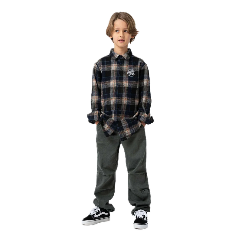 Santa Cruz Youth Chopper LS Shirt Navy Check kids flannel.