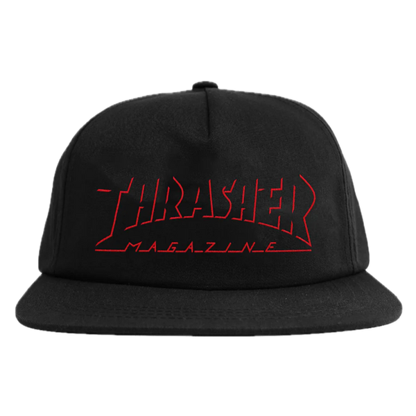 Thrasher Shadow Mag Logo Snapback – zwarte snapback cap met geborduurd Shadow Mag-logo en vlakke klep