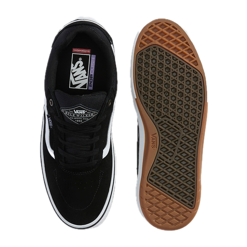 Vans Skate Kyle Walker Wafflecup Black White – pro skateschoen van Kyle Walker met zwart suède/canvas bovenwerk en Wafflecup constructie