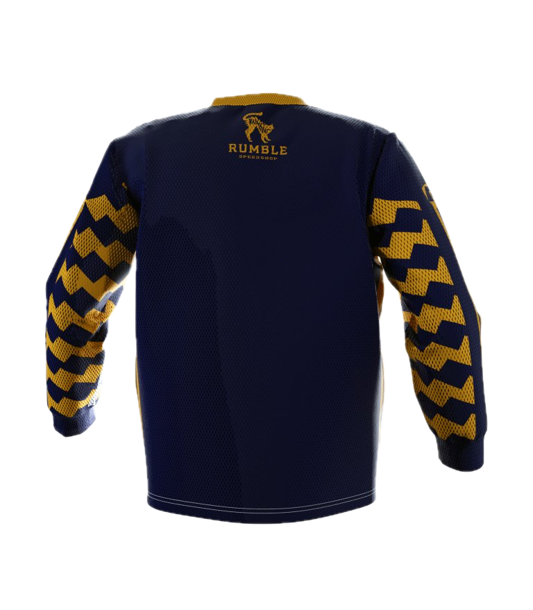 Rumble Speedshop Yellow Saw Jersey geel moto-style jersey met Saw-graphic