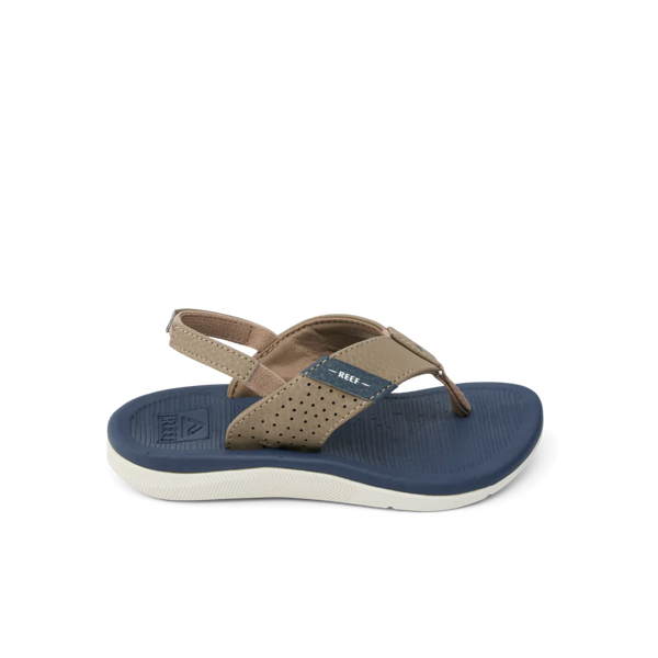 Reef Little Santa Ana Navy Khaki Kids – kinderslippers in navy en khaki met comfortabel voetbed en gripvaste zool