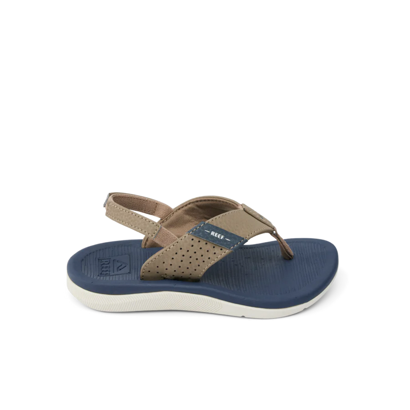 Reef Little Santa Ana Navy Khaki Kids – kinderslippers in navy en khaki met comfortabel voetbed en gripvaste zool