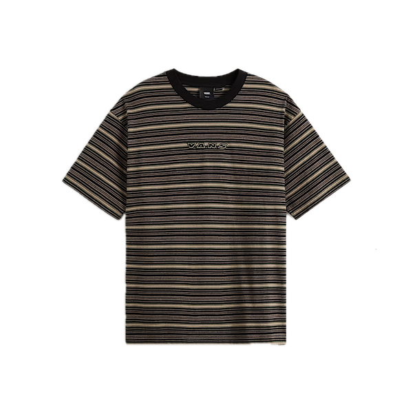Vans Cameron Stripe SS Knit Walnut – gestreept T-shirt van katoen in walnut kleur met regular fit