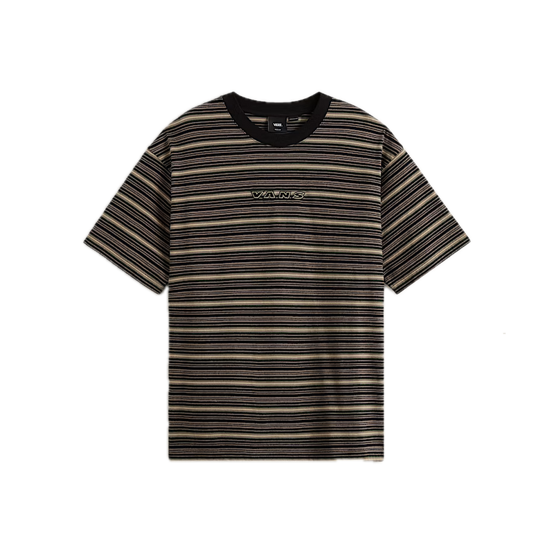 Vans Cameron Stripe SS Knit Walnut – gestreept T-shirt van katoen in walnut kleur met regular fit