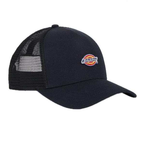 Dickies Hanston Trucker Black – zwarte trucker cap met mesh-panelen en Dickies-logo patch