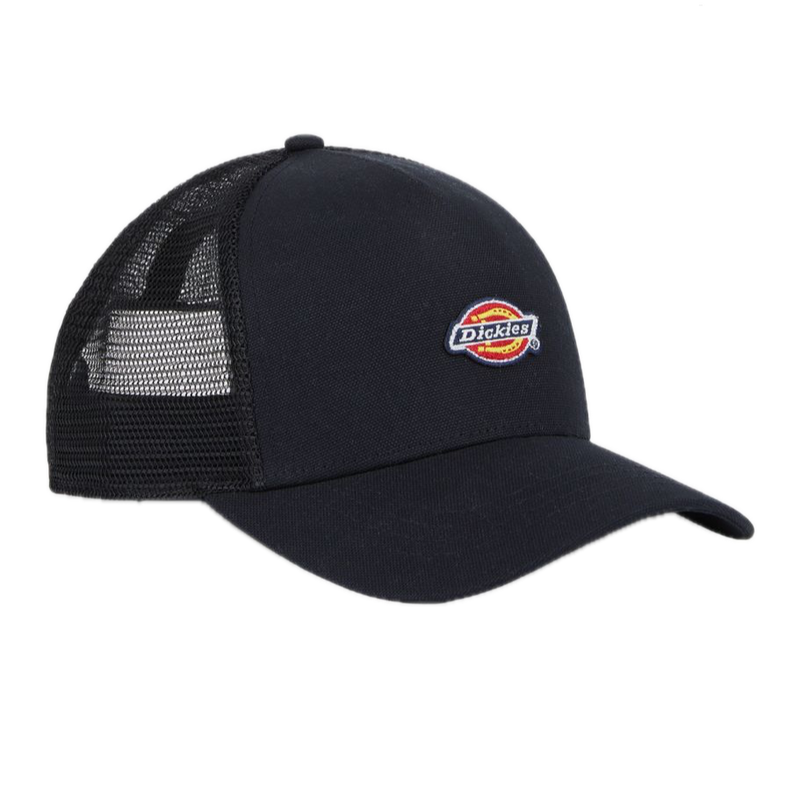 Dickies Hanston Trucker Black – zwarte trucker cap met mesh-panelen en Dickies-logo patch