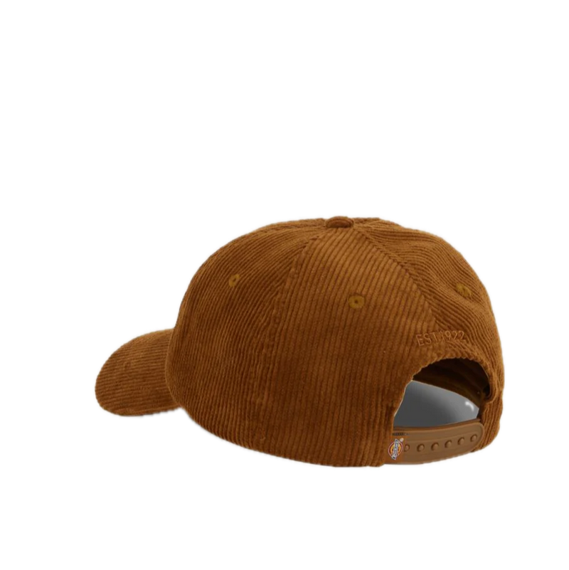 Dickies Hardwick Cord Cap 2 Brown Duck – corduroy dad cap in bruin met 6-panel design, gebogen klep en geborduurd Dickies-logo