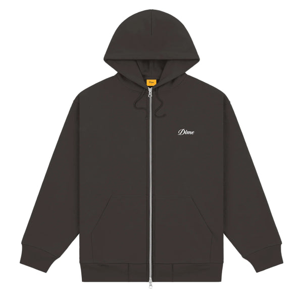 Cursive Small Logo Zip Hoodie Black