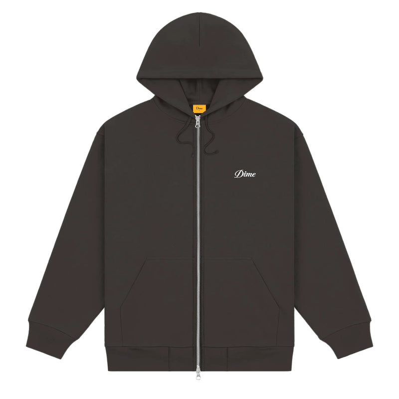 Cursive Small Logo Zip Hoodie Black
