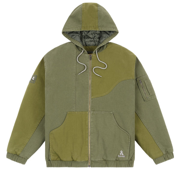 Panel Denim Hooded Bomber Green