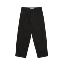 Polar Skate Co Big Boy Pants Black Blue Stitching – denim broek van 100% katoen met losse pasvorm, blauwe stiksels en Big Boy-logo op de coin pocket.