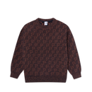 Polar Skate Co George Sweater P Pattern Navy Orange – gebreide trui van wolmix met all-over ‘P’ patroon in navy en oranje kleuren.
