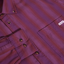Polar Skate Co Ben LS Shirt Purple Stripe – loose fit langemouwen shirt in paarse strepen met knoopsluiting en subtiele branding