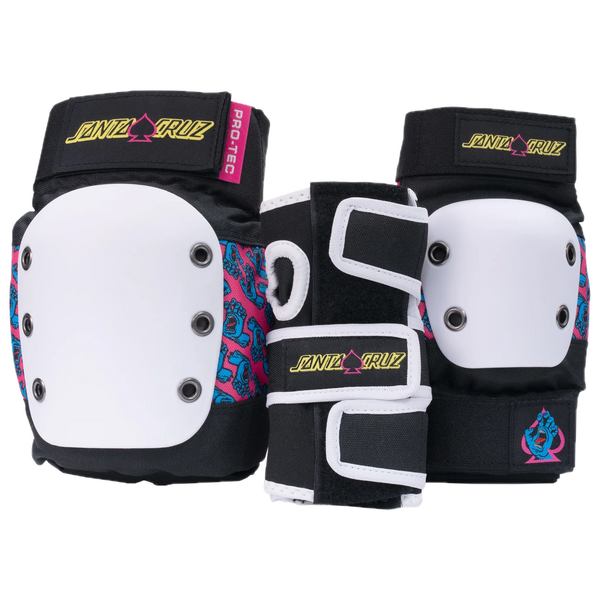 Pro-Tec Pads X Santa Cruz Street Gear Junior 3 Pack – kinder beschermingsset met knie-, elleboog- en polsbeschermers in Santa Cruz x Pro-Tec design