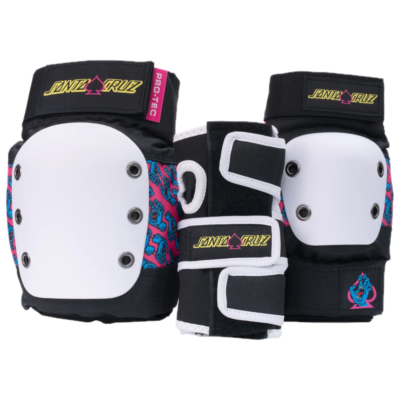 Pro-Tec Pads X Santa Cruz Street Gear Junior 3 Pack – kinder beschermingsset met knie-, elleboog- en polsbeschermers in Santa Cruz x Pro-Tec design