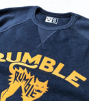 Rumble Speedshop Yellow Cat Heather Blue Sweater – crewneck sweater met Yellow Cat graphic