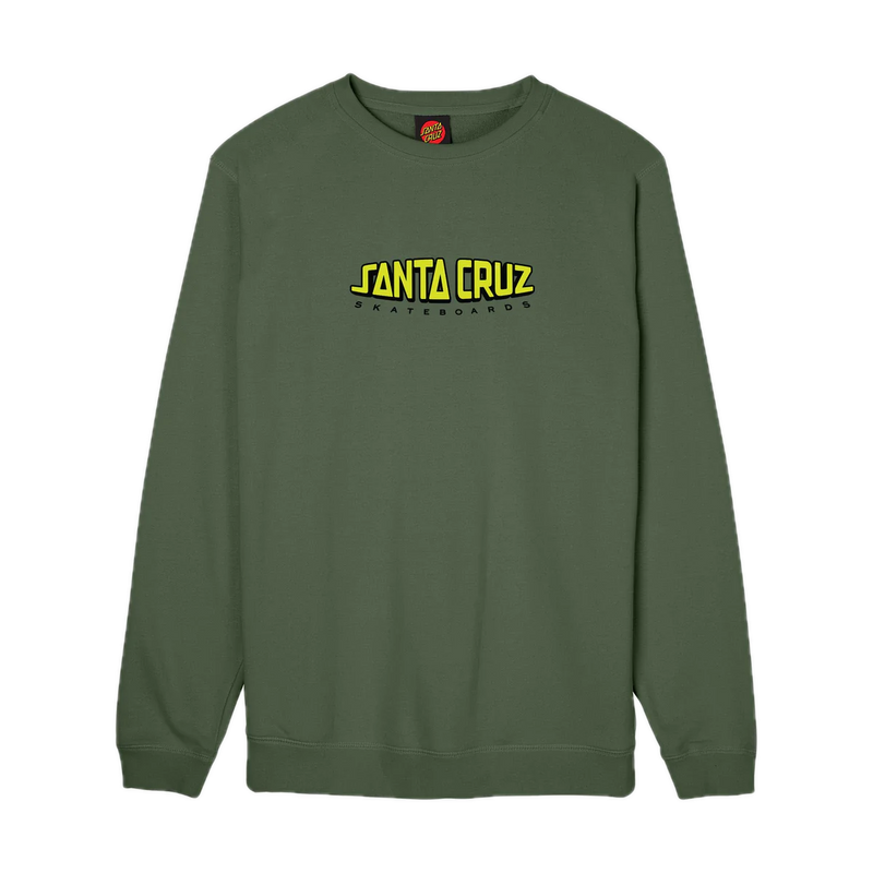 Santa Cruz Malba Crash Dot Crew – zwarte sweater met Crash Dot-logo op borst en rug, gemaakt van zachte katoenblend