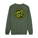 Santa Cruz Malba Crash Dot Crew – zwarte sweater met Crash Dot-logo op borst en rug, gemaakt van zachte katoenblend