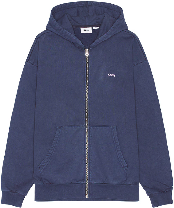 Shop de Obey Lowercase pigment zip hood Pigment academy navy bij Revert 95 in de winkel of online.